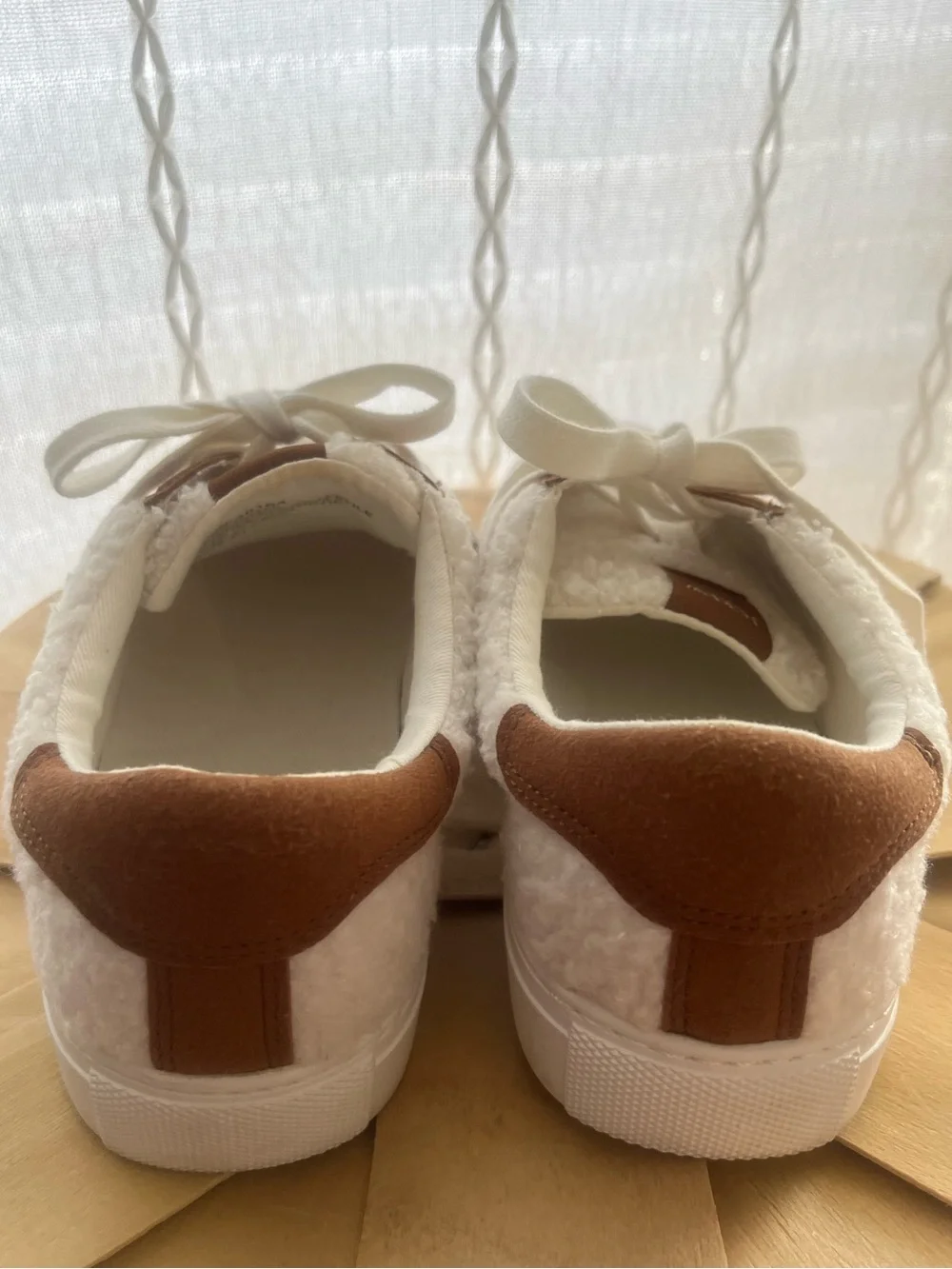 J. Crew White Sherpa stripped road trip Rubber Sole Sneakers (Size 7.5)